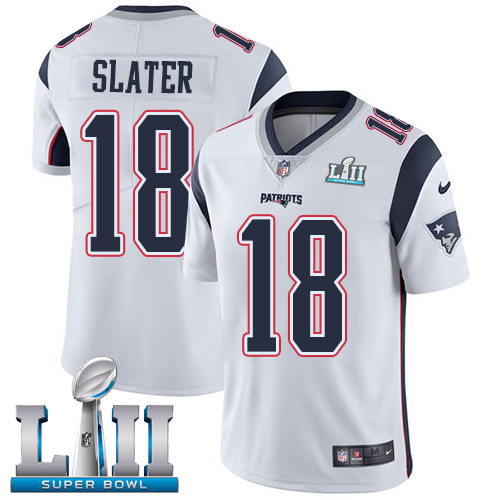 Nike Patriots #18 Matt Slater White Super Bowl LII Men's Stitched NFL Vapor Untouchable Limited Jersey